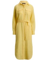 Ralph Lauren - Belted Linen Midi Shirt Dress - Lyst