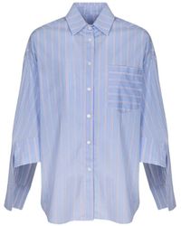 Gaelle Paris - Camisa Oversize A Rayas Con Eslogan - Lyst