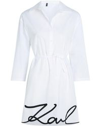 Karl Lagerfeld - Dna Signature Semi-sheer Beach Dress - Lyst