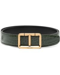 Tom Ford - Green T-plaque Leather Belt - Men's - Calf Leather - Lyst