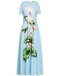 Oscar de la Renta - Printed Cotton-Blend Midi Dress - Lyst