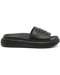 Bally - Embossed-logo Leather Sandals - Lyst