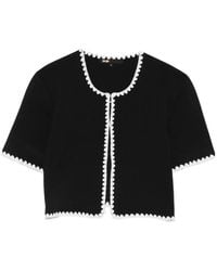 Maje - Topstitched Cropped Cardigan - Lyst