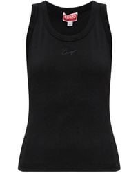 KENZO - Signature Logo-Embroidered Ribbed Cotton Top - Lyst