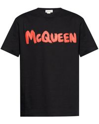 Alexander McQueen - Katoenen T-shirt Met Logoprint - Lyst