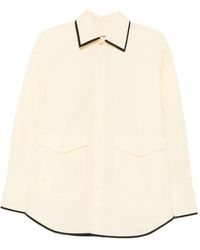 Plan C - Blouse Met Contrasterende Afwerking En Klepzak - Lyst