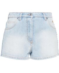 MSGM - Short En Jean À Logo Brodé - Lyst