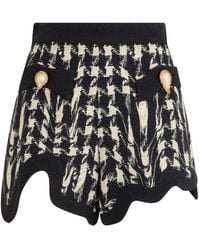 Moschino - Short À Motif Pied-De-Poule Et Ourlet Ondulé - Lyst