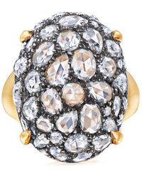 Fred Leighton - 18kt Yellow Gold Rose Cut Diamond Oval Bombe Cocktail Ring - Lyst