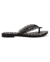 Melissa - X Ganni Leopard-Print Ruffled Flip Flops - Lyst