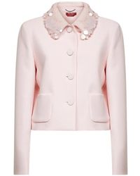 Max Mara - Crêpe Msepinne Cropped Jacket With Sequins - Lyst
