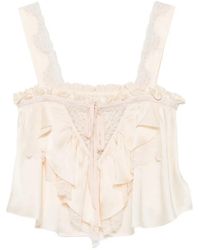 Chloé - Ruffle-Trimmed Lace-Insert Top - Lyst