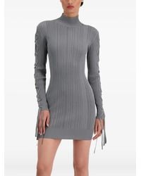 Hervé Léger - Ribbed Tie-Detail Mini Dress - Lyst