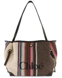 Chloé - Clover Logo-Embroidered Striped Tote Bag - Lyst