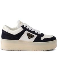 Prada - Downtown Bold Nappa Leather And Suede Sneakers - Lyst