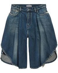 Balenciaga - Denim Cotton Bermuda Shorts - Lyst