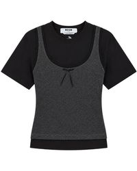 MSGM - Layered Bow-Detail T-Shirt - Lyst