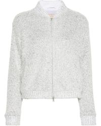 Herno - Metallic-effect Knitted Cardigan - Lyst