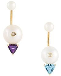 Delfina Delettrez - 'trillion' Pearl, Diamond And Topaz Earrings - Lyst