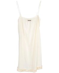 Miu Miu - Embroidered Marocain Crepe Dress - Lyst