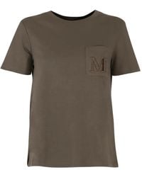 Max Mara - T-Shirt mit bestickter Tasche - Lyst
