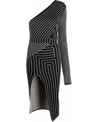 Rick Owens - One-Shoulder-Kleid Mit Geometrischen Streifen - Lyst