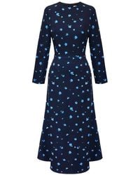 POST MERIDIEM - Floral-Print Long-Sleeve Midi Dress - Lyst