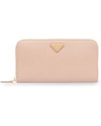 Prada - Large Leather Logo Plaque Wallet - Lyst