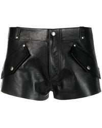 DURAZZI MILANO - Flap-Detail Mini Leather Shorts - Lyst