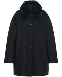 Another Tomorrow - Balmacaan Faux-Fur Collar Coat - Lyst