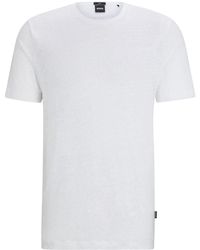 BOSS - Crew-neck Linen T-shirt - Lyst