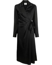 Claudie Pierlot - Wrap-design Satin Midi Dress - Lyst