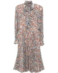 Valentino Garavani - Floral-Print Pleated Midi Dress - Lyst