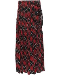 Jean Paul Gaultier - Plaid Mesh Wrap Pleated Midi Skirt - Lyst