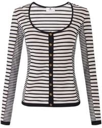 Elisabetta Franchi - Striped Button-Up Cardigan - Lyst