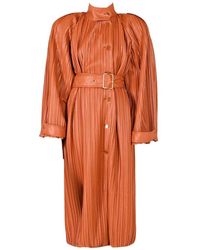 ROWEN ROSE - Pleated Belted Trench Coat - Lyst