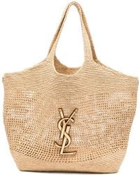 Saint Laurent - Icare Cassandre Raffia Tote Bag - Lyst