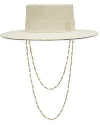 Ruslan Baginskiy - Pearl-Chain Straw Boater Hat - Lyst