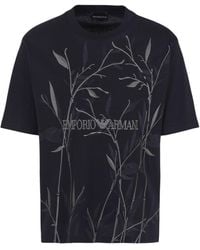 Emporio Armani - Leaf Logo-print T-shirt - Lyst