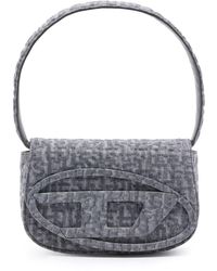 DIESEL - 1dr - Iconic Shoulder Bag In Monogram Denim - Shoulder Bags - Woman - Grey - Lyst