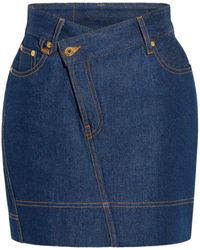 Jacquemus - Tabac De-Nimes Asymmetric-Waistband Denim Mini Skirt - Lyst