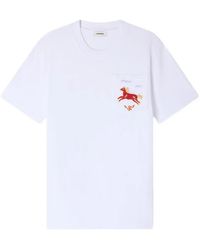 Sandro - Embroidered Horse Cotton T-Shirt - Lyst