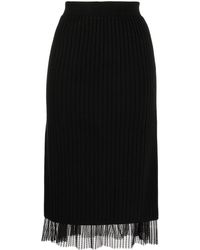 B+ AB Sheer-panelled Hem Midi Skirt - Black