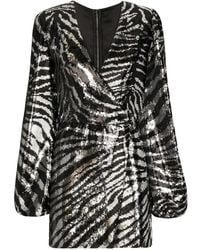 Dolce & Gabbana - Zebra-Print Sequin Wrap Dress - Lyst