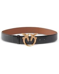 Pinko - Leather Belt With Love Birds Buckle 4Cm - Lyst