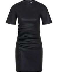 Rabanne - Leren Mini-Jurk Met Ruches - Lyst