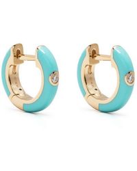 EF Collection - 14kt Yellow Gold Enamel And Diamond huggie Earrings - Lyst