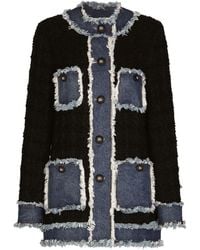Dolce & Gabbana - Tweed Denim Jacket - Lyst