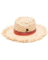 Maison Michel - Logo-Plaque Raffia Hat - Lyst