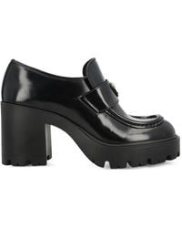 Prada - Triangle-Logo Leather Ankle Boots - Lyst
